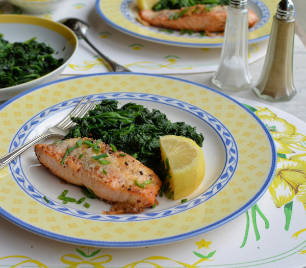 Parmesan-Chive-Salmon-with-Garlic-Spinach-3-600x527