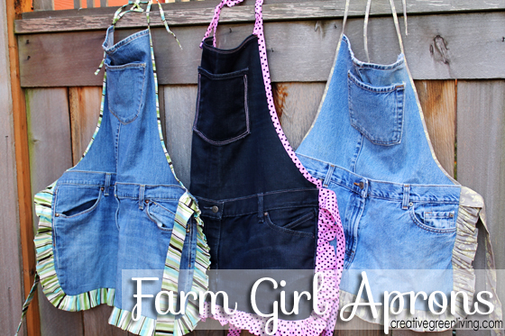 farm girl aprons from recycled jeans
