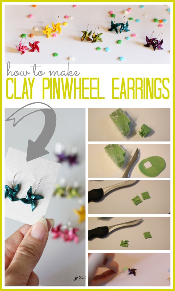how to make clay pinwheel earrings