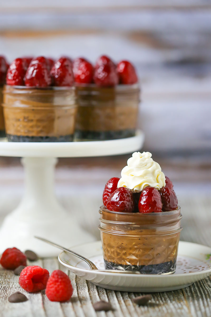 Raspberry Triple Chocolate Cheesecake in a Jar